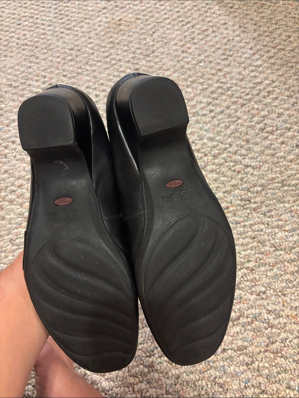 Clarks Black Leather Slip-On Low Heel Pumps - Picture 3 of 7